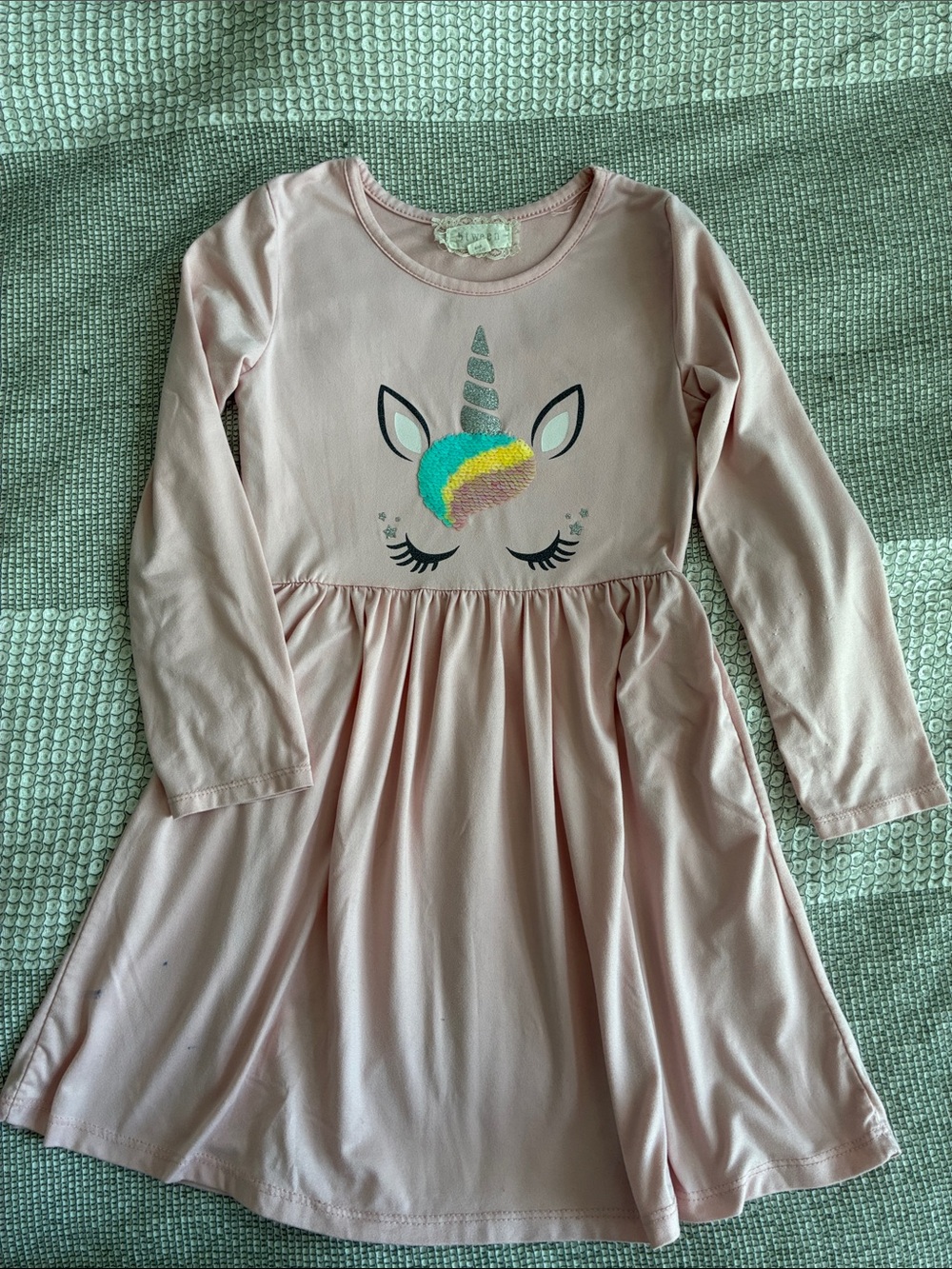 btween Light Pink Unicorn Dress with Multicolor Sequin Mane